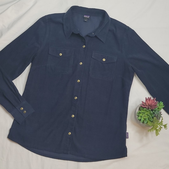 Patagonia long sleeve button down blue shirt sz 4 - Picture 3 of 11